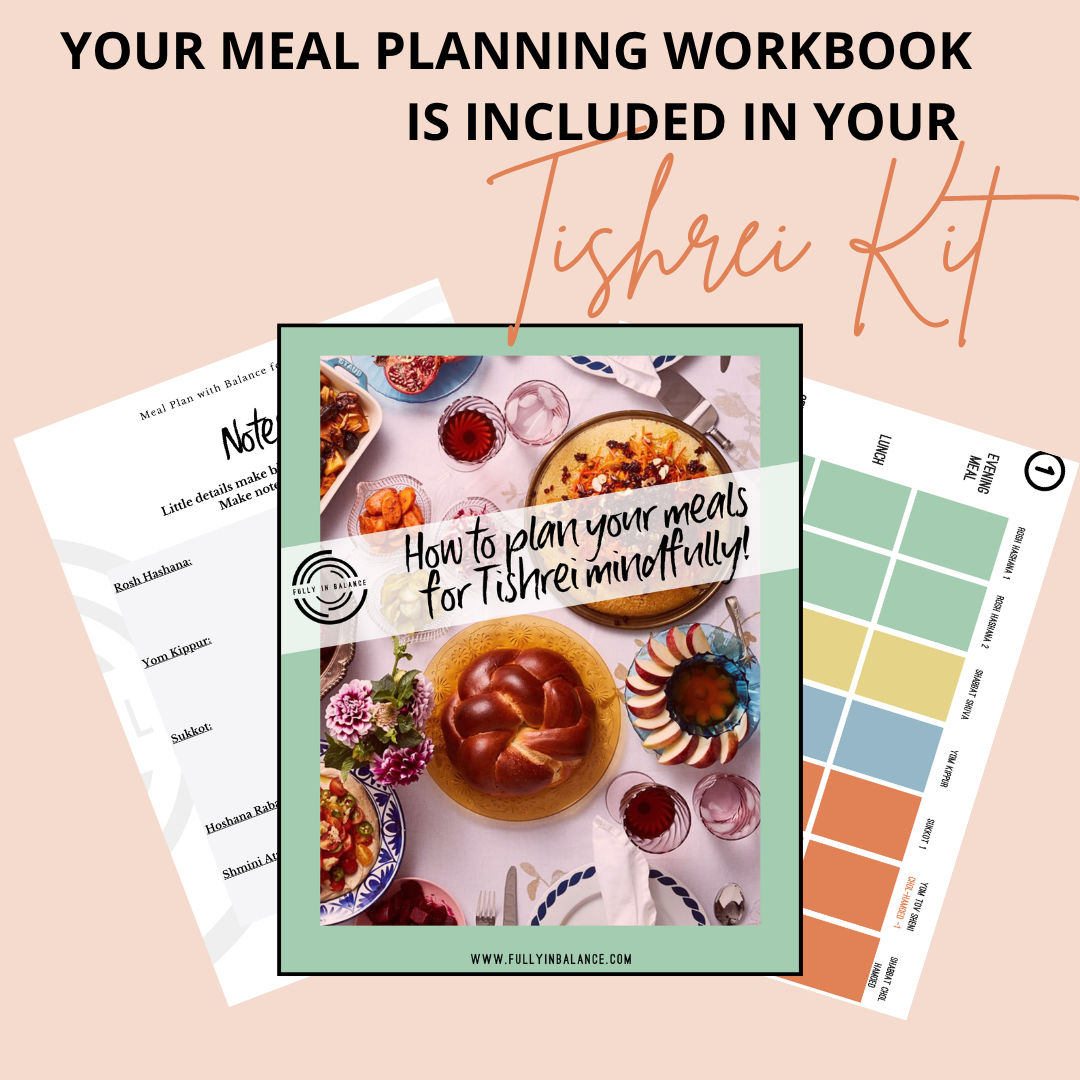 Pages from the meal planning workbook included in the Tishrei Kit